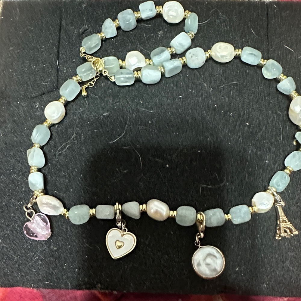 Elegant Blue and Silver Charm Necklace